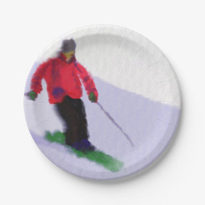 Skiing the Slopes Art Paper Plates