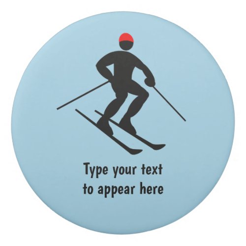 Skiing Theme _ Downhill skier and your name on Eraser