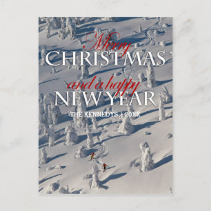 Skiing Through the Snowghosts Holiday Postcard