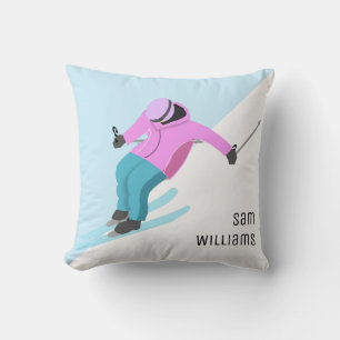 Skiing Throw Pillow