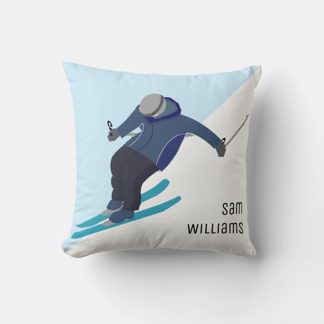 Skiing Throw Pillow (Front)