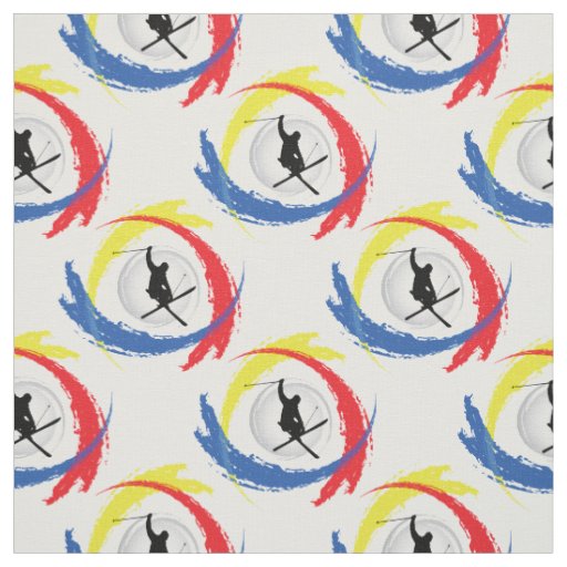Skiing Tricolor Emblem Fabric