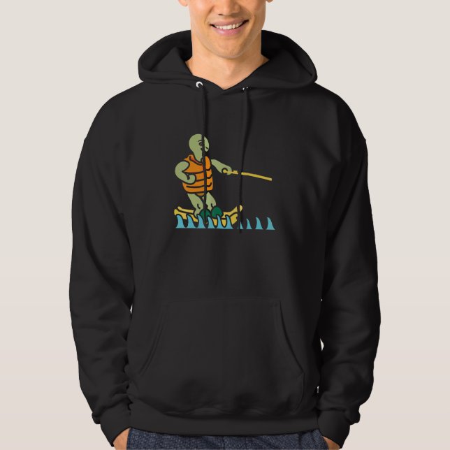Skiing Turtle Tortoise Skier Summer Sport Waterski Hoodie (Front)