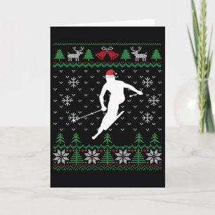 Skiing Ugly Christmas Ski Santa Claus Skier  Card