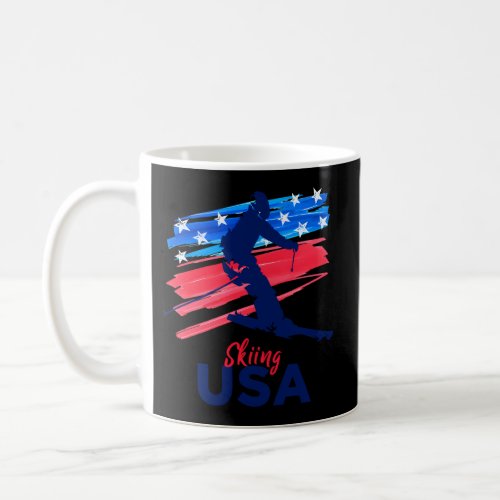 Skiing Usa Support The Team Usa Flag Ski Winter Coffee Mug