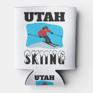 Skiing Utah Park City Skier Ski Can Cooler
