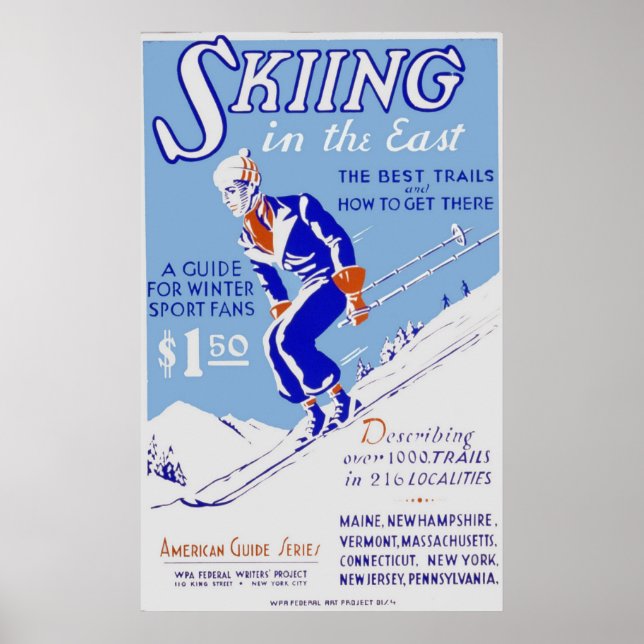 Skiing Vintage Travel Poster Ad Retro Prints (Front)