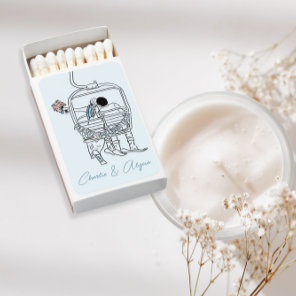 skiing wedding matchboxes