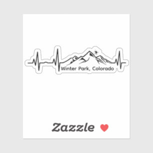 Skiing Winter Park Heartbeat Sticker