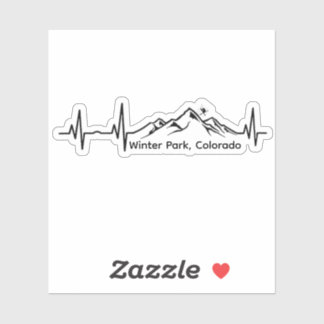 Skiing Winter Park Heartbeat Sticker