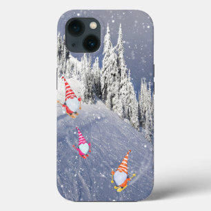 Skiing With Gnomes Snowy Mountain iPhone 13 Case