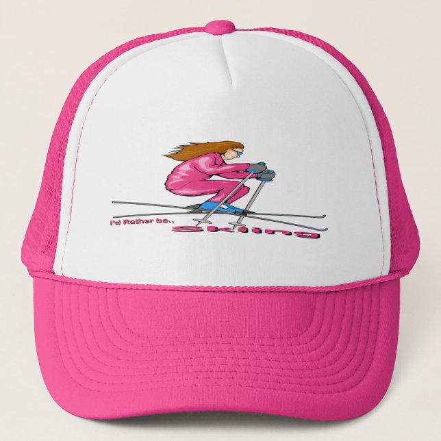 Skiing Woman Trucker Hat (Front)