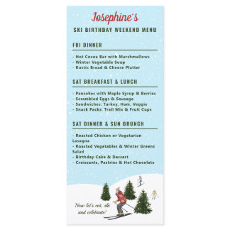 Skiing Women On Slopes Ski Trip Birthday Getaway Menu