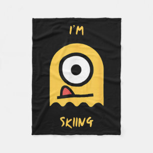 Skiing Yellow Ghost Snow Mountain Slope Adventure  Fleece Blanket