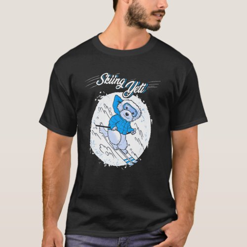 Skiing Yeti Dog Skier Winter Sports Ski T_Shirt