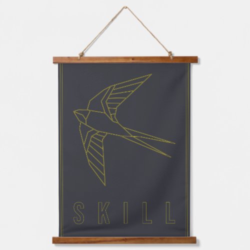 Skill affirmation poster yellow origami bird hanging tapestry