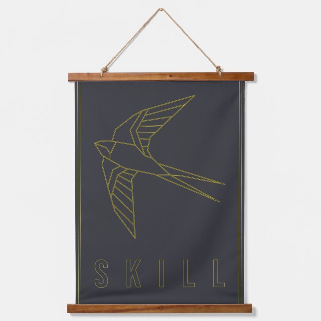 Skill affirmation poster yellow origami bird hanging tapestry (Front)