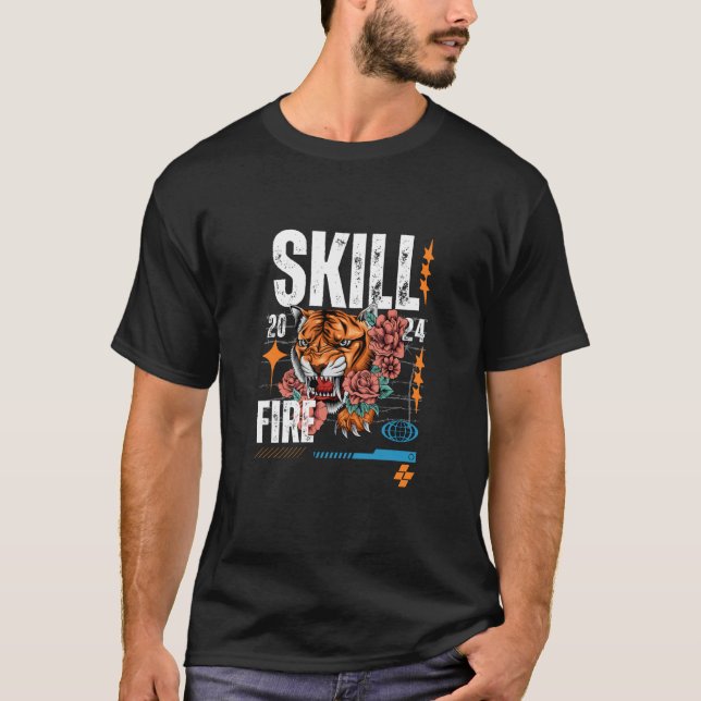 Skill Fire Tiger Graphic T-Shirt | Bold Urban Stre (Front)