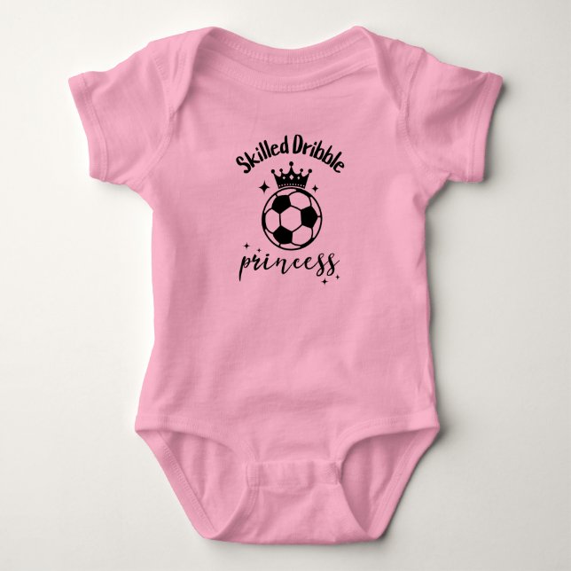 Skilled Dribble Princess Soccer Baby Girl Cute Bodysuit (Front)