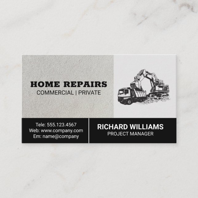 Skilled Worker | Commercial Construction Vehicle  Business Card (Front)