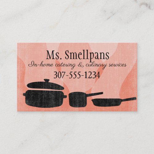 Skillet frying pan aromas chef catering culinary business card