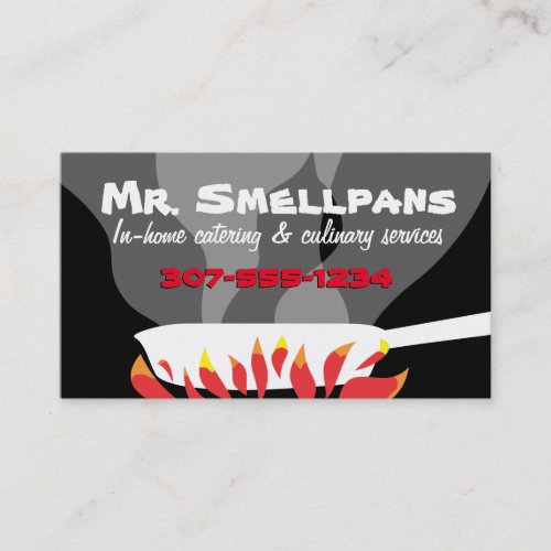 Skillet frying pan aromas chef catering culinary business card