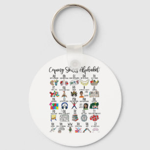 Skills Alphabet Mental Health Awareness Counselor Keychain