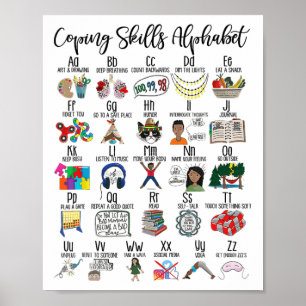 Skills Alphabet Mental Health Awareness Counselor  Poster