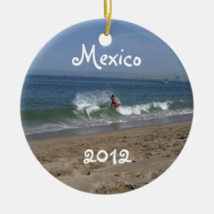 Skimboarder Success; Mexico Souvenir Ceramic Ornament
