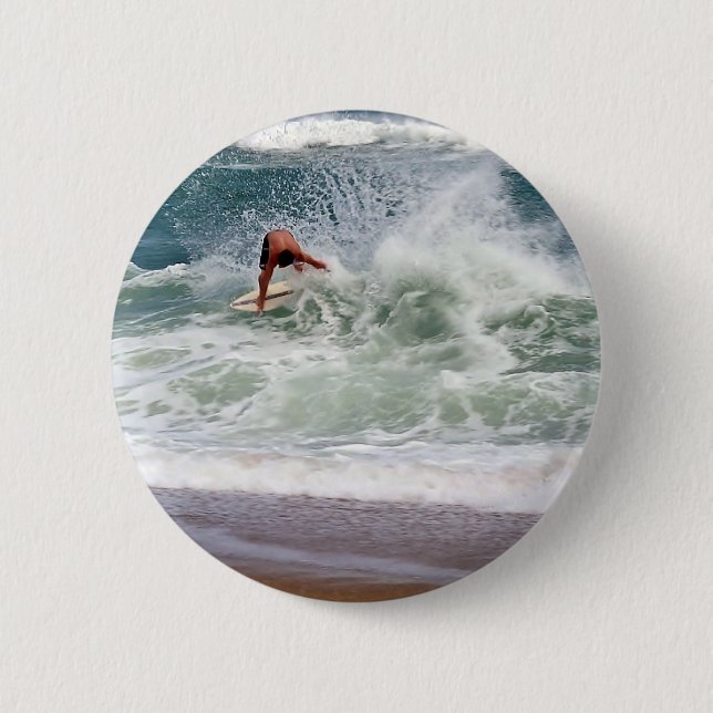 Skimboarding by Shirley Taylor Button (Front)