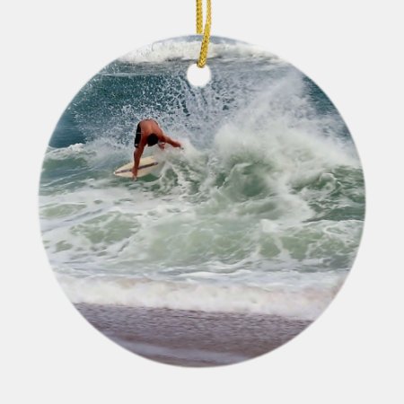 Skimboarding By Shirley Taylor Ceramic Ornament