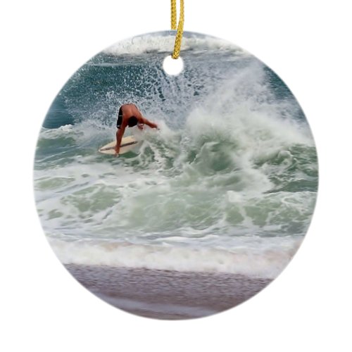 Skimboarding by Shirley Taylor Ceramic Ornament