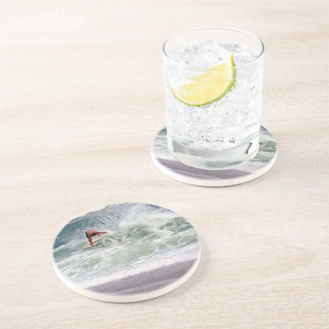 Skimboarding by Shirley Taylor Drink Coaster (Side)