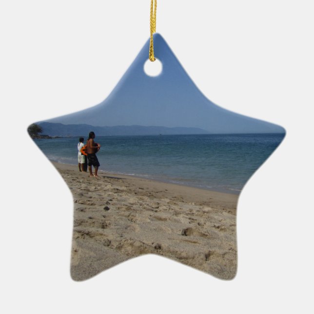 Skimmers Waiting for a Wave Ceramic Ornament (Front)
