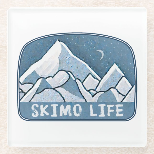 Skimo Life Glass Coaster (Front)