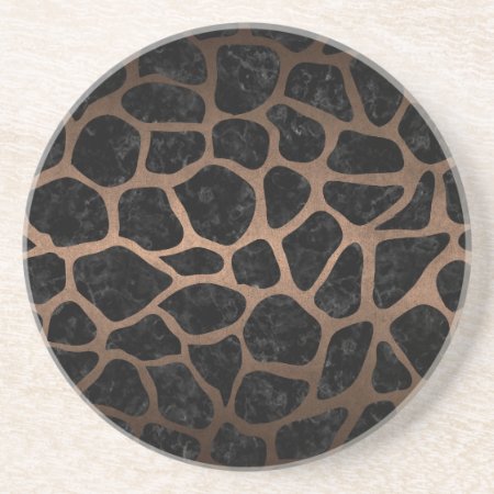 Skin1 Black Marble & Bronze Metal (r) Drink Coaster