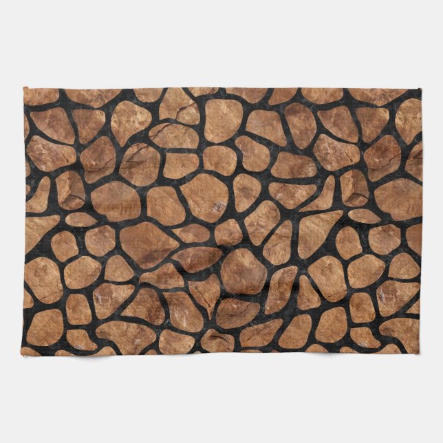 SKIN1 BLACK MARBLE & BROWN STONE KITCHEN TOWEL (Horizontal)