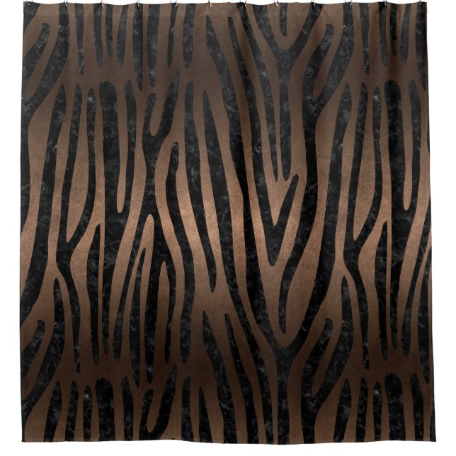 SKIN4 BLACK MARBLE & BRONZE METAL SHOWER CURTAIN (Front)