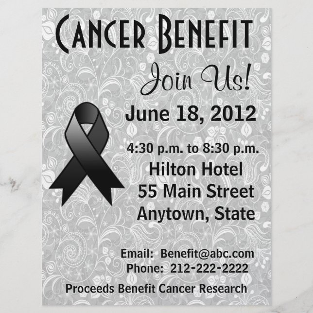 Skin Cancer Awareness Benefit Gray Floral Flyer (Front)