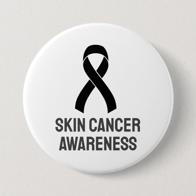 Skin Cancer Awareness Black Ribbon Button (Front)
