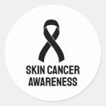 Skin Cancer Awareness Black Ribbon Classic Round Sticker