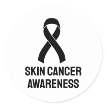 Skin Cancer Awareness Black Ribbon Classic Round Sticker
