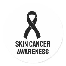 Skin Cancer Awareness Black Ribbon Classic Round Sticker