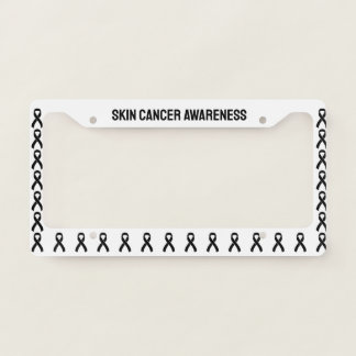 Skin Cancer Awareness Black Ribbon License Plate Frame