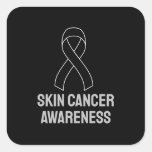 Skin Cancer Awareness Black Ribbon Square Sticker