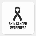 Skin Cancer Awareness Black Ribbon Square Sticker