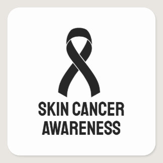 Skin Cancer Awareness Black Ribbon Square Sticker