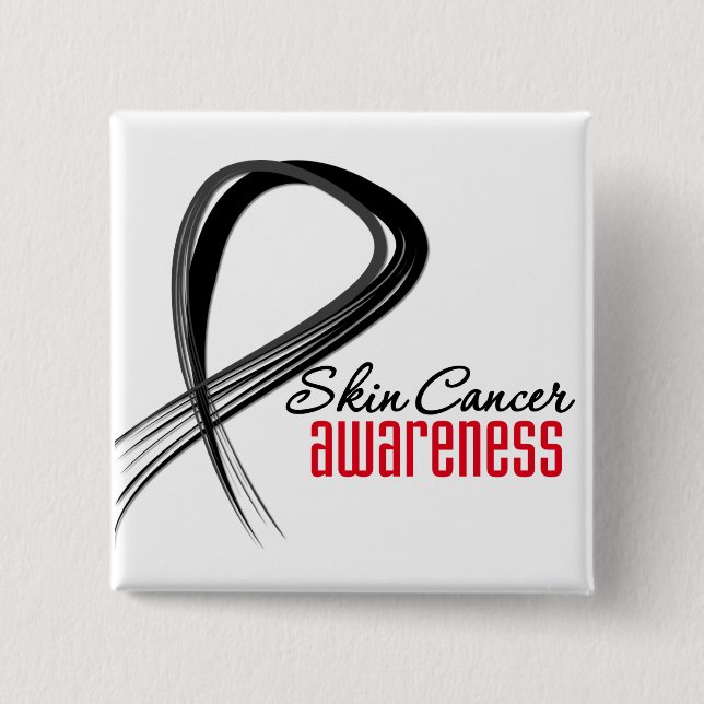 Skin Cancer Awareness Grunge Ribbon Pinback Button (Front)
