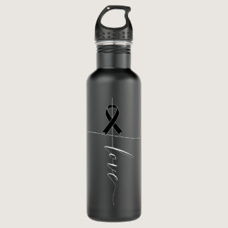 Skin Cancer Awareness Love Black Ribbon Gift  Stainless Steel Water Bottle