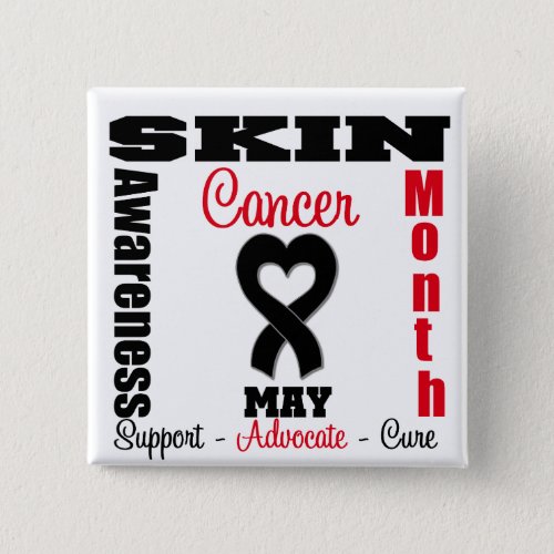 Skin Cancer Awareness Month Heart Ribbon Pinback Button